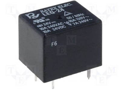 Реле LEG-24 Реле: електромагнитно; SPDT; Uбобина:24VDC; 10A/120VAC; 10A/24VDC